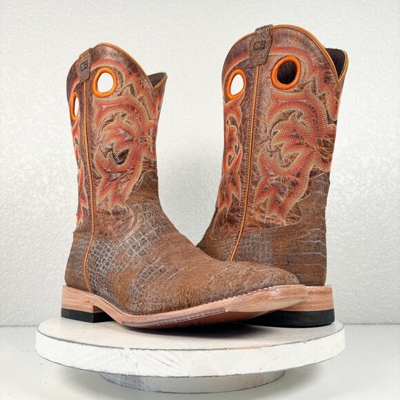 Capitan Mens Cowboy Boots Size 9.5 D Western Square Toe Brown Leather Rough Out - Picture 1 of 9